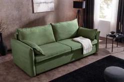 XXL Sofa mit Schlaffunktion APARTMENT grün Cord inkl. Bettkasten und Kissen