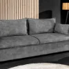XXL Sofa mit Schlaffunktion APARTMENT grau Samt inkl. Bettkasten und Kissen