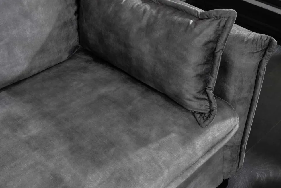 XXL Sofa mit Schlaffunktion APARTMENT grau Samt inkl. Bettkasten und Kissen