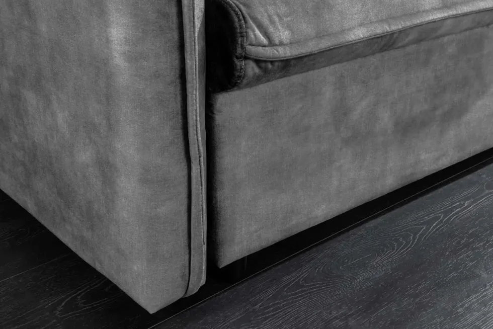 XXL Sofa mit Schlaffunktion APARTMENT grau Samt inkl. Bettkasten und Kissen