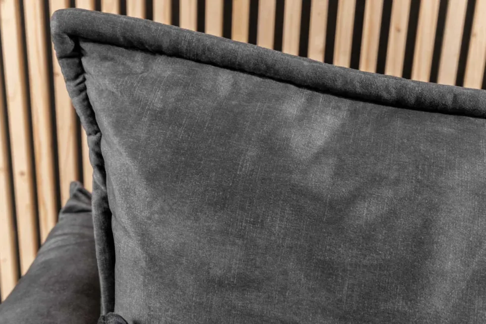 XXL Sofa mit Schlaffunktion APARTMENT grau Samt inkl. Bettkasten und Kissen