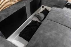 XXL Sofa mit Schlaffunktion APARTMENT grau Samt inkl. Bettkasten und Kissen