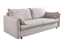 XXL Sofa mit Schlaffunktion APARTMENT beige Cord inkl. Bettkasten und Kissen