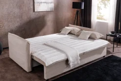 XXL Sofa mit Schlaffunktion APARTMENT beige Cord inkl. Bettkasten und Kissen