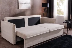 XXL Sofa mit Schlaffunktion APARTMENT beige Cord inkl. Bettkasten und Kissen