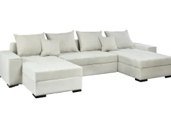 XXL Wohnlandschaft LODGE 315cm champagner beige Cord Sofa mit Schlaffunktion