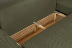 XXL Wohnlandschaft LODGE 315cm grün Cord Sofa mit Schlaffunktion und Stauraum
