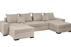 XXL Wohnlandschaft LODGE 315cm greige Cord Sofa mit Schlaffunktion und Stauraum