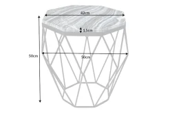 Design Beistelltisch DIAMOND 50cm grau Marmor schwarz Metall