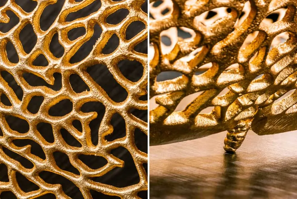 Design Couchtisch LEAF 130cm gold Metall-Aluminium-Legierung handmade