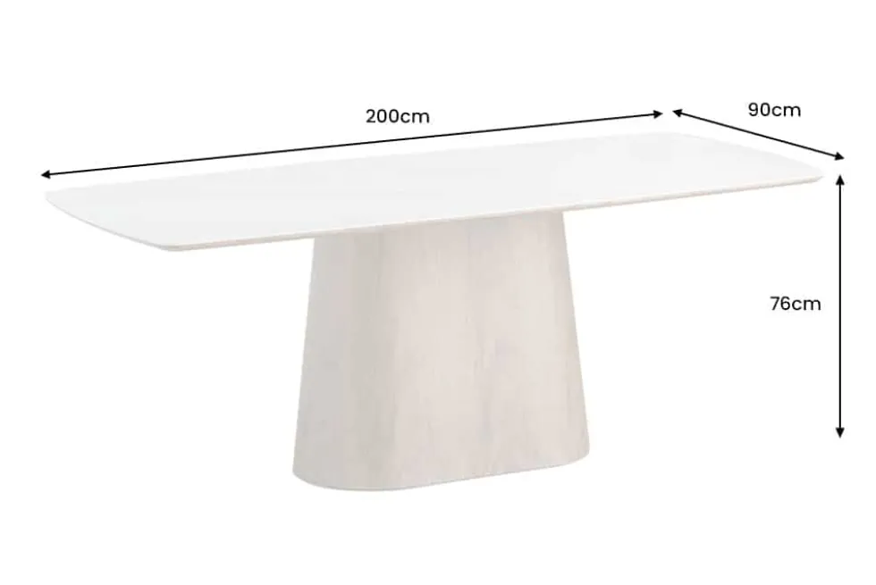 Design Esstisch UNIQUE 200cm weiß Walnuss Keramik Marmor Säulenfuß