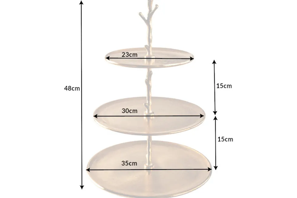 Design Etagere ABSTRACT 50cm gold Metall mit drei Etagen