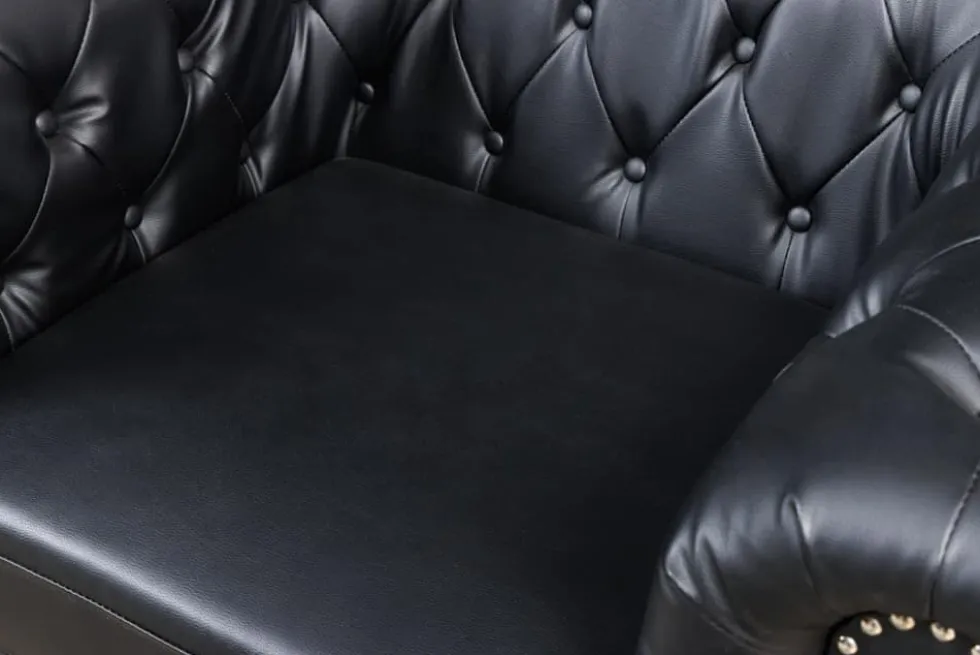 Design Sessel CHESTERFIELD 110cm matt schwarz Knopfheftung Federkern