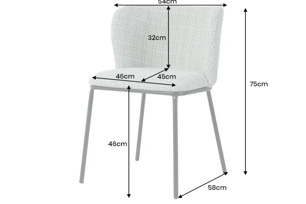 Design Stuhl LYON grün-rosa kariert Bouclé schwarze Metallbeine