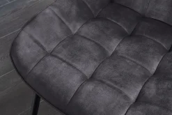 Design Stuhl ROADSTAR grau Samt schwarze Metallbeine