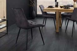 Design Stuhl ROADSTAR grau Samt schwarze Metallbeine