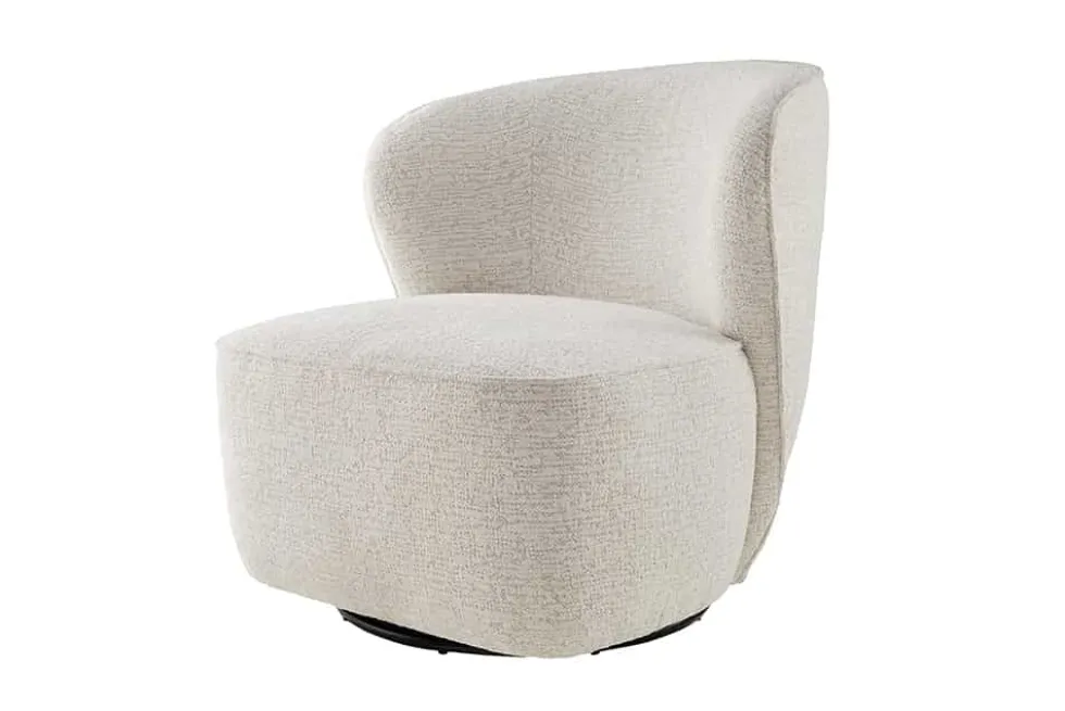 Drehbarer Design Sessel GATSBY beige Bouclé Tweed Soft 360°