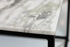 Eleganter Couchtisch ELEMENTS 50cm weiß mit polierter Marmor-Platte