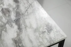 Eleganter Couchtisch ELEMENTS 50cm weiß mit polierter Marmor-Platte