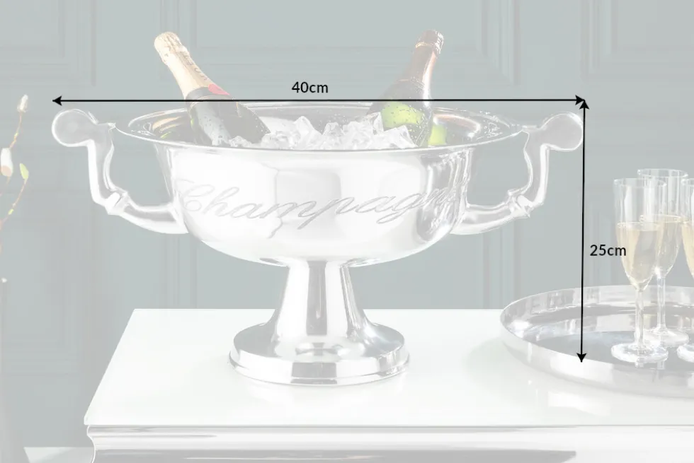 Eleganter Design Sektkühler CHAMPAGNE 40cm silber poliert Flaschenkühler