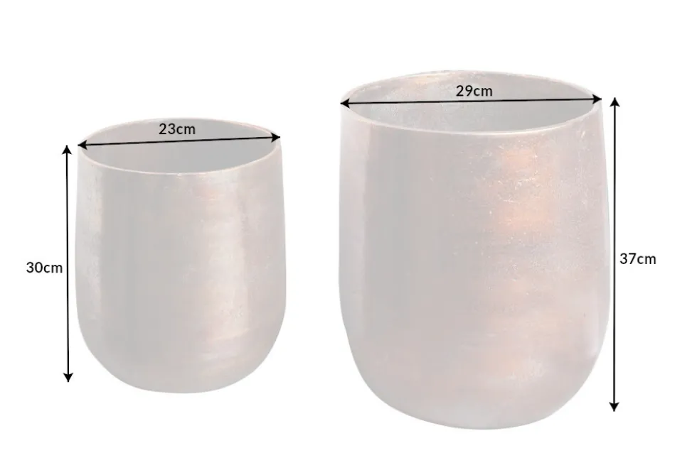 2er Set Blumentopf FLOWERS XL 20/30cm Metall kupfer geflammt