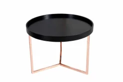 Extravaganter Couchtisch MODULAR 60cm matt schwarz kupfer rund inkl. Tablett