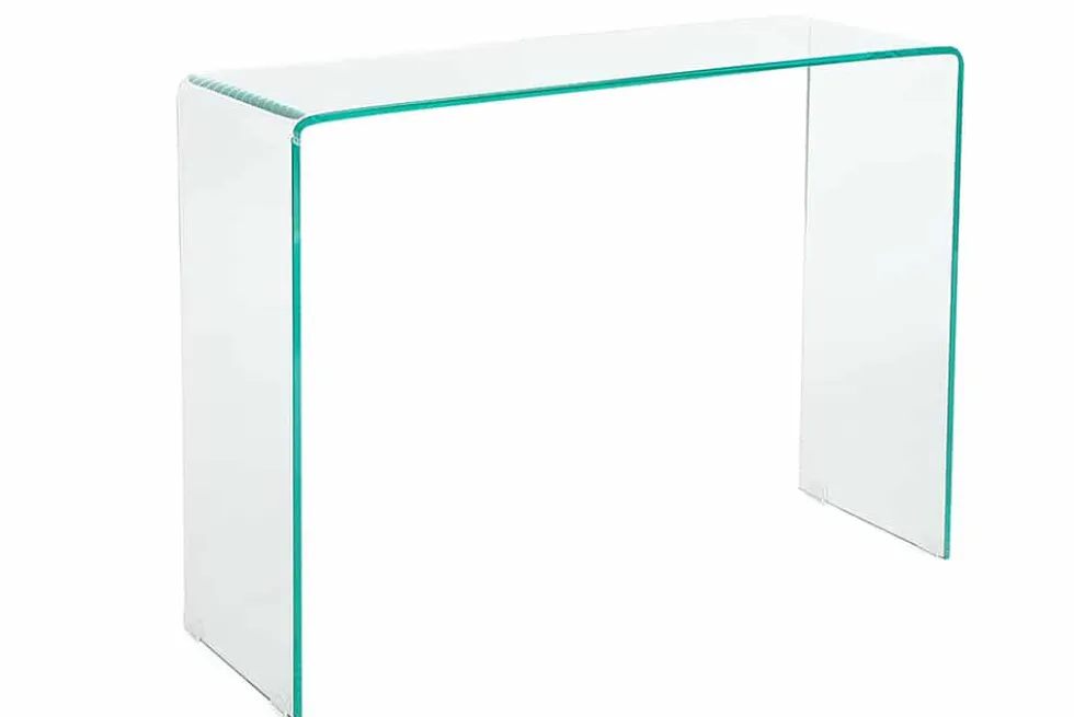 Extravaganter Glas Konsolentisch FANTOME 100cm transparent Schreibtisch Ganzglastisch