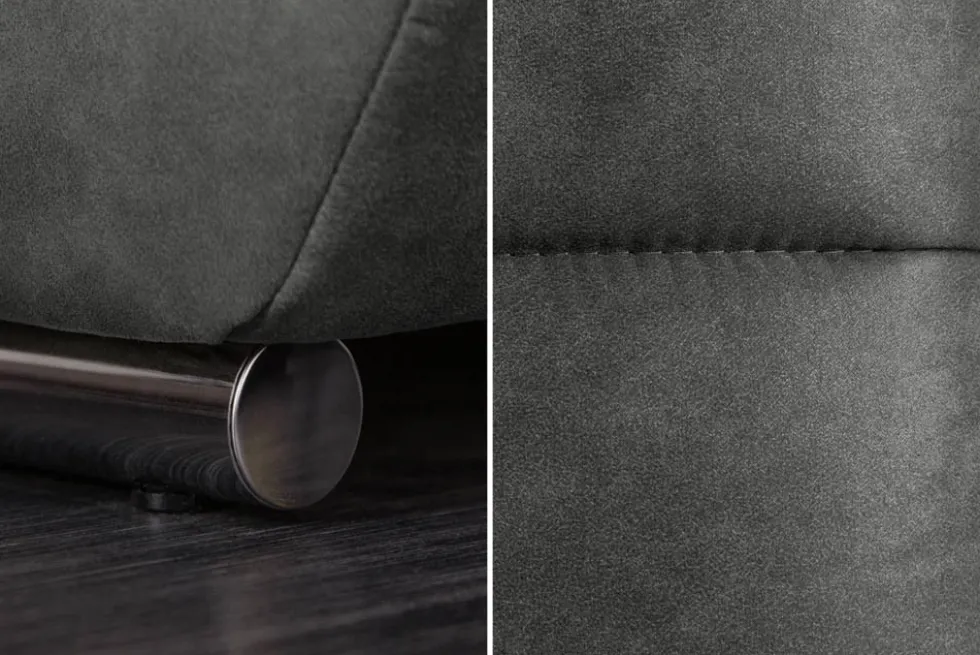 Extravaganter Hocker ELEGANCIA 110cm grau mit Ziersteppung