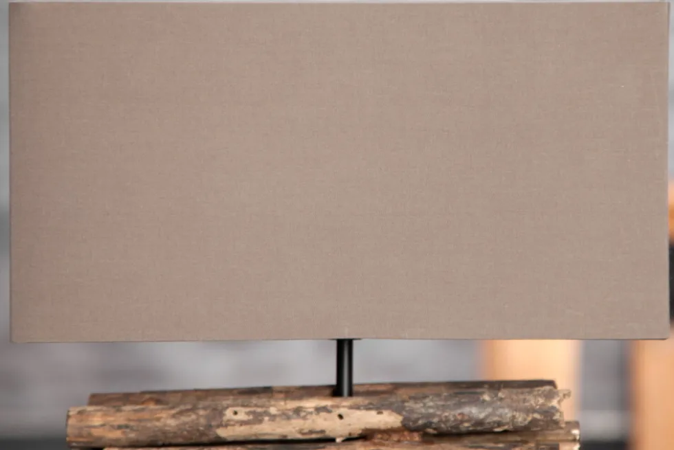 Handgefertigte Tischlampe PERIFERE 40cm braun Treibholz Leinenschirm