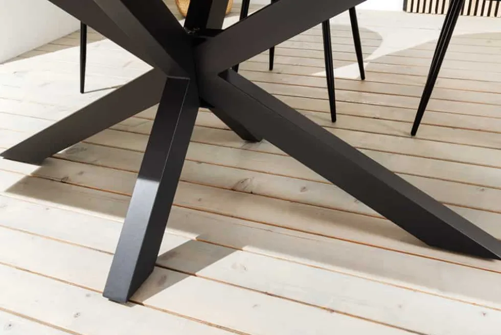 In- und Outdoor Esstisch GALAXIE 160cm hellgrau Keramik anthrazit Aluminium