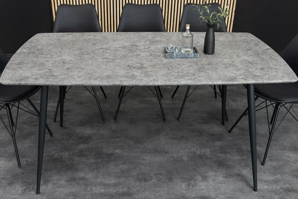 Industrial Esstisch APARTMENT 120cm grau Beton-Design schwarzes Metallgestell