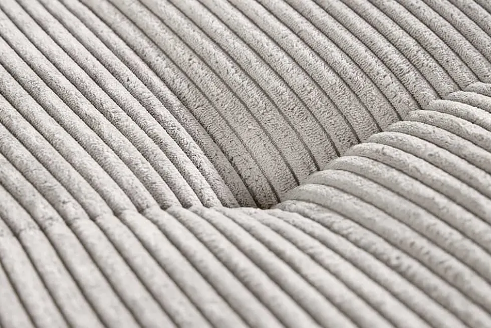 Modernes Ecksofa KENT 220cm beige Cord inkl. Hocker Federkern L-Form Wohnlandschaft