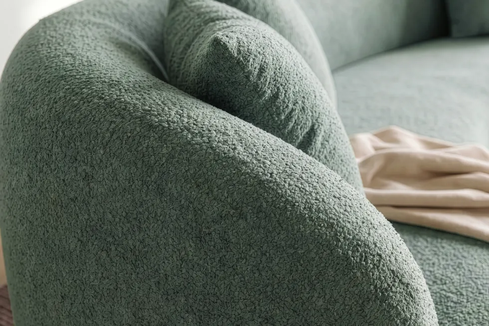 Organisches Sofa ATELIER 230cm salbei Bouclé 3-Sitzer Couch inkl. Kissen