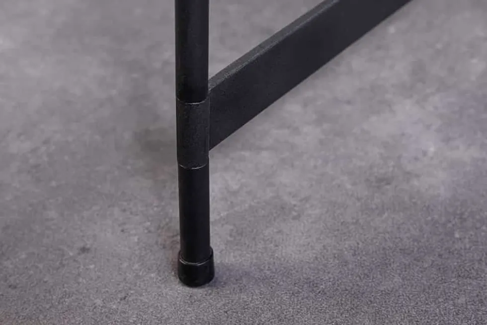 Runder Couchtisch FUSION 50cm Baumscheibe Eiche schwarz Metall Beistelltisch