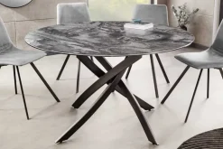 Runder Esstisch ALPINE 120cm taupe Keramik schwarzes Metallgestell