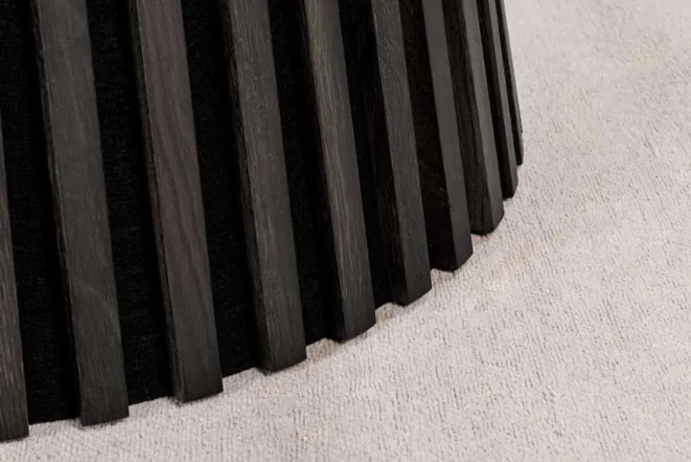 Runder Esstisch VALHALLA WOOD 140cm schwarz Eichenholz Säulenfuß