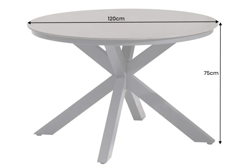 Runder In- und Outdoor Esstisch GALAXY 120cm anthrazit Keramik Aluminium Gartentisch