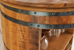 Vintage Weinregal BODEGA 90cm natur Mangoholz Barschrank Fass für 15 Flaschen